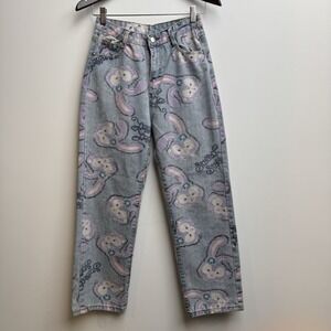 StellaLou Inspired Women's Sz 26 Light Printed Denim‎ Jeans Skater Kawaii Bunny